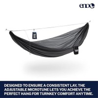 Eno Microtune Structural Ridgeline - Camping Hammock Travel Essentials - Hammock Cord For Preset Lay - Compatible With 1 To 2 Person Portable Hammocks - Sapphire/Grey