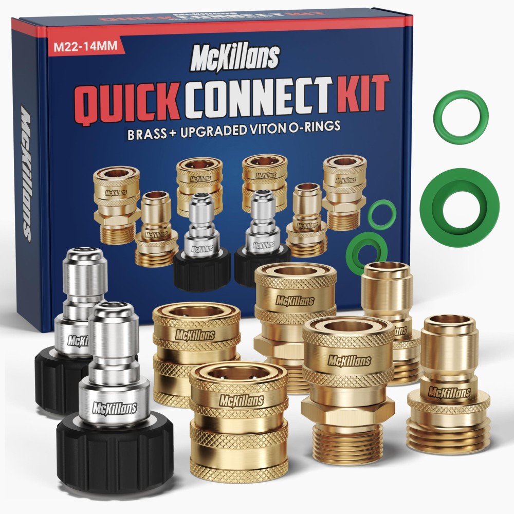 Mckillans Pressure Washer Quick Connect Kit M2214Mm To 38 Male Female Quick Disconnect Kit For Power Washer Brass