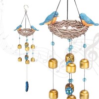 Taman Blue Bird Wind Chime Wind Bell For Outside Indoor Resin Decorative Metal Bronze Mobile Wind Chime Memorial Sympathy Gift