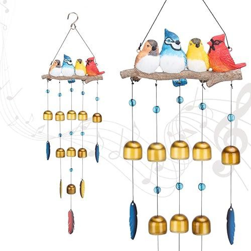 Taman Bird Wind Chime - Wind Bell For Outside Indoor Resin Cardinal Blue Bird Decorative Metal Bronze Mobile Wind Chime Memorial Sympathy Gift For Home  Outdoor  Yard  Patio Garden Decor  29