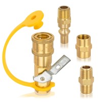 Gaspro 14 Rv Propane Quick Connect Fittings Natural Propane Gas Hose Plug Set With Shutoff Valve For Rv Trailer Grill