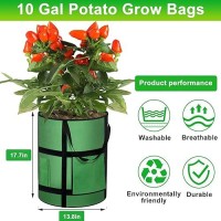 Mekolife 4-Pack 10 Gallon Grow Bags With Window To Harvest - Potato Grow Bags With Flap And Handles - Thickened Fabric Pots - Large Grow Bags - Tomato Garden Vegetables Grow Bags