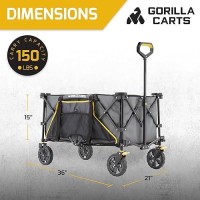 Gorilla Carts 7 Cubic Feet Collapsible Folding Outdoor Utility Sports Beach Wagon With 150 Pound Capacity Oversized Bed Cup