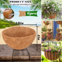 Zeedix 6Pcs 10 Inch Coconut Liners For Planters Round Hanging Basket Liners 100 Natural Coco Coir Basket Coco Replacement Line