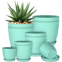 Utopia Home Plant Pots Indoor With Drainage 76665348 Inches Decorative Flower Pots For Indoor Plants Pack Of 10 Aqua