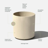 Veradek Demi Series Round Planter For Porch  Patio  Backyard | Durable Plastic-Concrete Material | Modern D?Cor For Tall Plants  Flowers