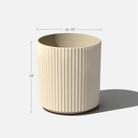 Veradek Demi Series Round Planter For Porch  Patio  Backyard | Durable Plastic-Concrete Material | Modern D?Cor For Tall Plants  Flowers