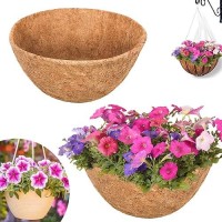 Riare 2 Pack 16 Inch Round Coco Liners Replacement 100 Natural Coconut Coir Liners For Hanging Baskets Garden Flower Vegetabl