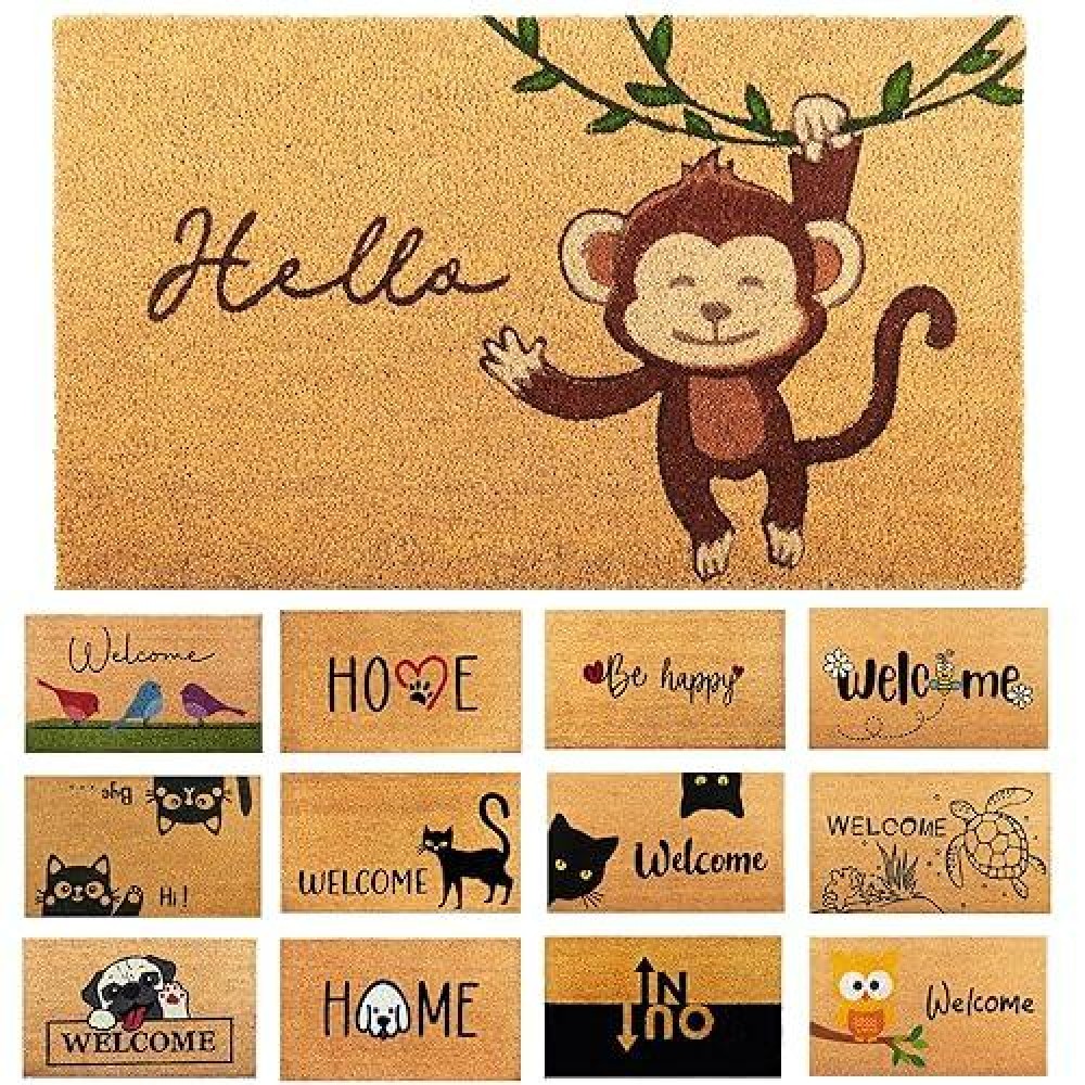 Monkey 29X17 Coir Doormats For Outdoor Entrance Outdoor Welcome Mat For Entryway Porch Antislip Pvc Coconut Fiber