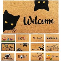 Welcome Cats 29X17 Coir Doormats For Outdoor Entrance Outdoor Welcome Mat For Entryway Porch Antislip Pvc Coconut