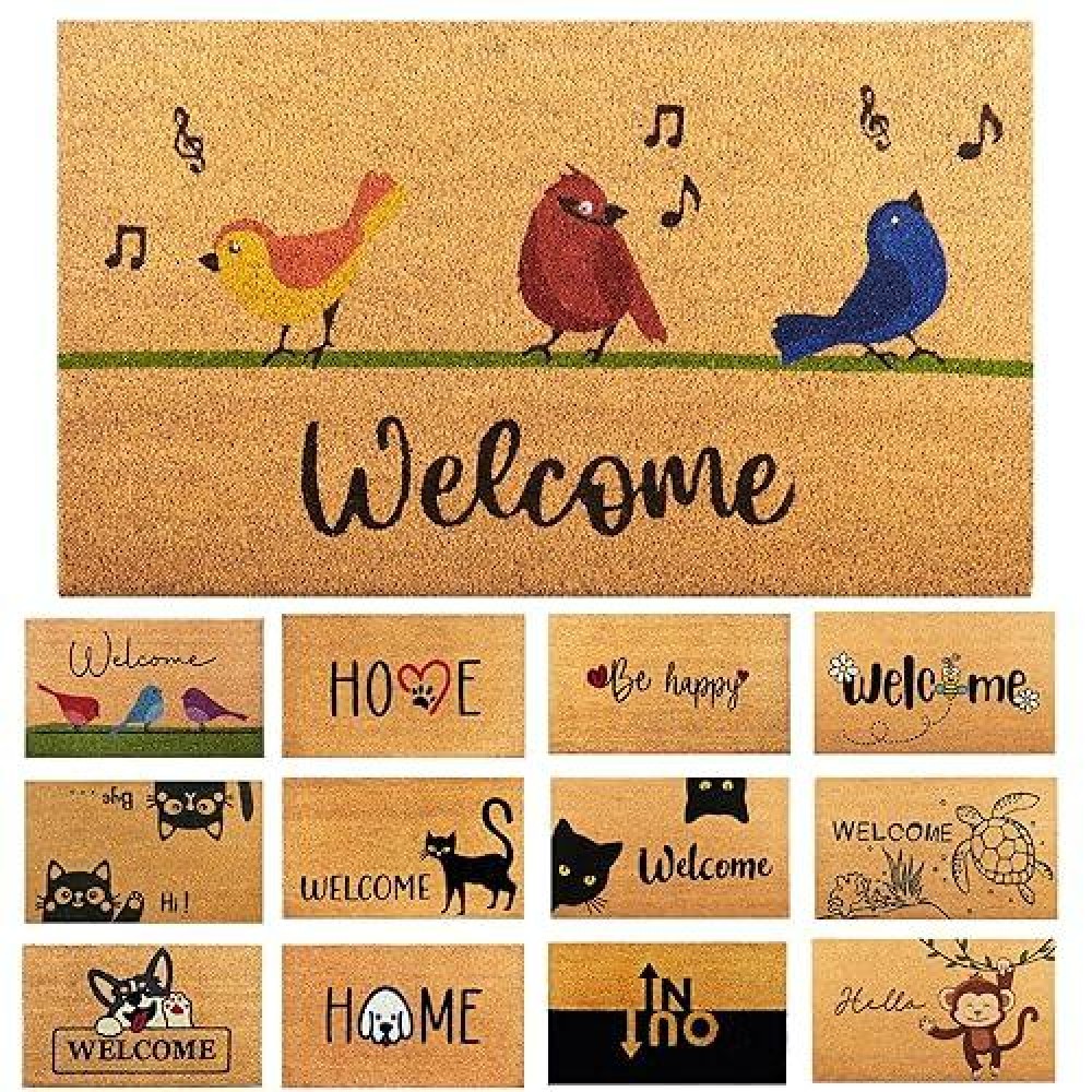 Songbirds 29X17 Coir Doormats For Outdoor Entrance Outdoor Welcome Mat For Entryway Porch Antislip Pvc Coconut Fi