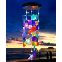 Toodour Solar Decorative Lights Outdoor Colorful Shells Lights Gifts For Mom Grandma Women Wife Girls Solar Wind Chimes Outsid