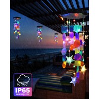 Toodour Solar Decorative Lights Outdoor Colorful Shells Lights Gifts For Mom Grandma Women Wife Girls Solar Wind Chimes Outsid