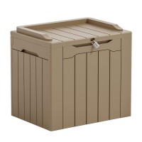 Greesum 31 Gallon Resin Deck Box Large Outdoor Storage For Patio Furniture Garden Tools Pool Supplies Weatherproof And Uv Res