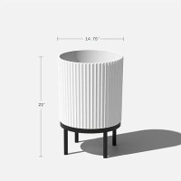 Veradek Demi Series Round Planter Wstand For Porchpatio Durable Plasticconcrete Wooden Stand Modern D Cor For Tall Pla