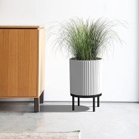 Veradek Demi Series Round Planter Wstand For Porchpatio Durable Plasticconcrete Wooden Stand Modern D Cor For Tall Pla