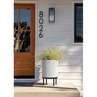 Veradek Demi Series Round Planter Wstand For Porchpatio Durable Plasticconcrete Wooden Stand Modern D Cor For Tall Pla