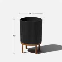 Veradek Round Demi Planter Pot Wstand For Indooroutdoor Use Made From Plastic Concrete Mix With Drainage Holes Perfect F