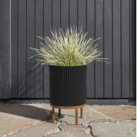 Veradek Round Demi Planter Pot Wstand For Indooroutdoor Use Made From Plastic Concrete Mix With Drainage Holes Perfect F