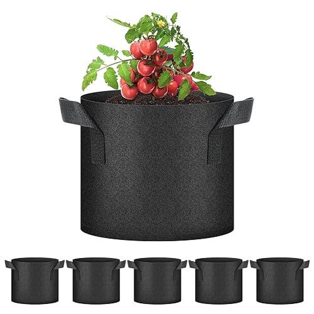 Yssoa 5Pack 7 Gallon Grow Bags Aeration Nonwoven Fabric Plant Pots With Handles Heavy Duty Gardening Planter For Potato Toma