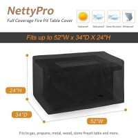 Nettypro Rectangular Fire Pit Table Cover Waterproof Heavy Duty Outdoor Patio Firepit Cover For Gas Propane Fire Pit Table Rectangle  52 X 34 X 24 Inch  Black