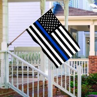 Tnpun Police Flag Thin Blue Line Flag 4X6 Embroidered Blue Lives Matter Flags Vivid Color With 2 Brass Grommets 4 Rows Of Stitches For Outdoor Heavy Duty Blue Stripe Police Flag Banner