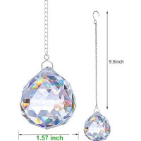 Tanoma 2Pcs Clear Glass Ball Crystal Prism Pendant Suncatcher 16 Inches