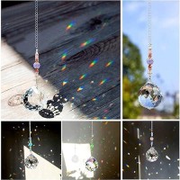 Tanoma 2Pcs Clear Glass Ball Crystal Prism Pendant Suncatcher 16 Inches