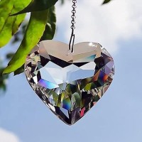 Tanoma Clear Glass Crystal Heart Prism Pendant Suncatcher 2 Inches