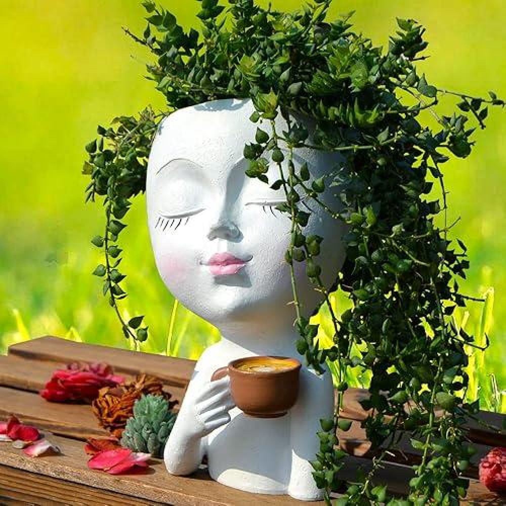 Face Vase Head Planter  Face Planter  Small Plant Pots Outdoor Planters For Indoor Plants  Succulent Flower Pots Plant Pot With Drainage  Gifts For Women Mom Sister  White Vases Coffee Table Decor