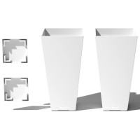 Veradek Vresin Indooroutdoor Taper Planter White 26 Inch 2 Pack With 2 Saucer Trays