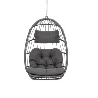 Hanging Egg Chair Outdoor Without Stand Indoor Aluminum Foldable Swing Egg Chairs Wicker Rattan Hammock Egg Porch Swing With