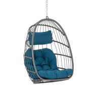 Yechen Wicker Rattan Hanging Egg Swing Chair With Hanging Chain Outdoor Indoor Foldable Hammock Egg Basket Chairs Without Stand