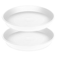 Bleuhome 2 Pack Of 14 Inch Plant Saucers Bird Bath Bowl Plant Saucer 14 Round Plastic Plant Tray For Pots White Planters Fo