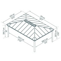 Palram Canopia Dallas 6100 20 Ft X 14 Ft Gazebo Metal Frame And Polycarbonate Panel Quality Heavy Duty Permanent Outdoor She