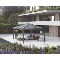 Palram Canopia Dallas 6100 20 Ft X 14 Ft Gazebo Metal Frame And Polycarbonate Panel Quality Heavy Duty Permanent Outdoor She