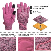 Msupsav 2 Pairs Utility Gardening Gloves For Women Synthetic Leather Garden Gloves Outdoor Yard Work Gloves Gifts For Women 2 Pairs Per Pack-Pink Medium