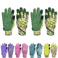 Msupsav 2 Pairs Utility Gardening Gloves For Women Synthetic Leather Garden Gloves Outdoor Yard Work Gloves Gifts For Women 2 Pairs Per Pack-Green Large