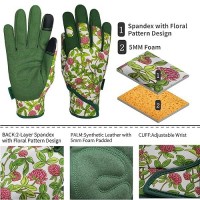 Msupsav 2 Pairs Utility Gardening Gloves For Women Synthetic Leather Garden Gloves Outdoor Yard Work Gloves Gifts For Women 2 Pairs Per Pack-Green Large