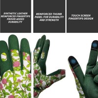 Msupsav 2 Pairs Utility Gardening Gloves For Women Synthetic Leather Garden Gloves Outdoor Yard Work Gloves Gifts For Women 2 Pairs Per Pack-Green Large