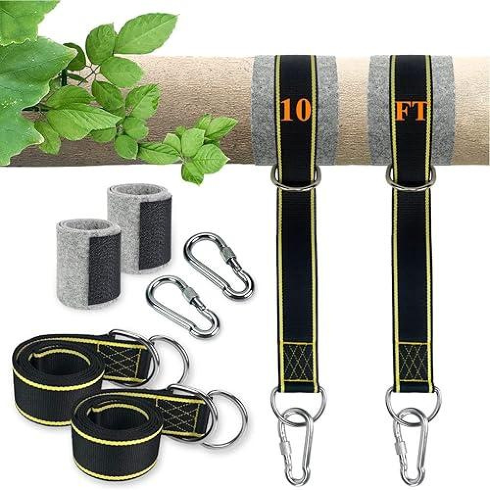 Extra Long Tree Swing Straps 10Ft Tree Swing Hanging Straps Kit Holds 3000 Lbs With Tree Protector Heavy Duty Carabiner Perfec