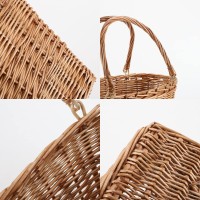 Wicker Picnic Basket With Handle Woven Willow Basket For Eggs Candy Basket Grocery Basket Flower Basket Gift Basket Shopping Bag