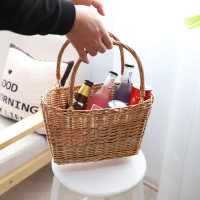 Wicker Picnic Basket With Handle Woven Willow Basket For Eggs Candy Basket Grocery Basket Flower Basket Gift Basket Shopping Bag