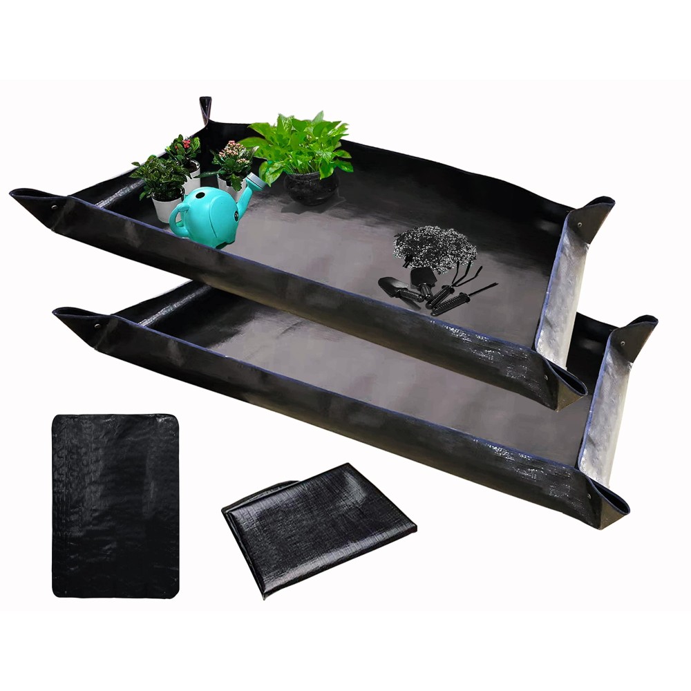 Biuwing 2 Pcs Large Repotting Mat For Plant Transplanting And Mess Control 43 X 29 Thickened Foldable Waterproof Plant Pott