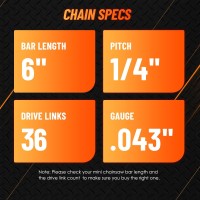 Seesii 8 Inch Chainsaw Chain Replacement 3 Pack 8 Chainsaw Saw Chains For Cordless Electric Mini Chainsaw 043 Gauge 14