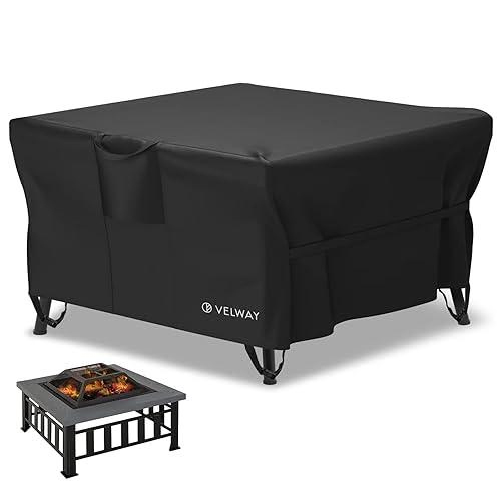 Velway Square Gas Fire Pit Cover Outdoor Heavy Duty Patio Fire Pit Cover Fits For 3238 Inch Waterproof Windproof Full Coverag