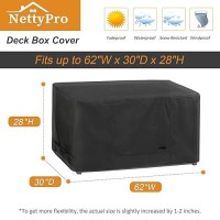 Nettypro Deck Box Cover  Waterproof Outdoor Patio Storage Box Bench Cover For Rectangular 150-230 Gallon Resin Large Deck Box  62 X 30 X 28 Inch  Black