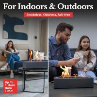 Houswise Tabletop Fire Pit - Concrete Outdoor & Indoor Fire Pit Tabletop  Smores Maker Kit  Table Top Firepit  Small Portable Mini Indoor Fireplace