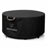 Qhhome Fire Pit Cover Round Super Waterproof 36 D X 20 H Outdoor Round Firepit Cover 600D Strong Tear Resistant Upf 50 F