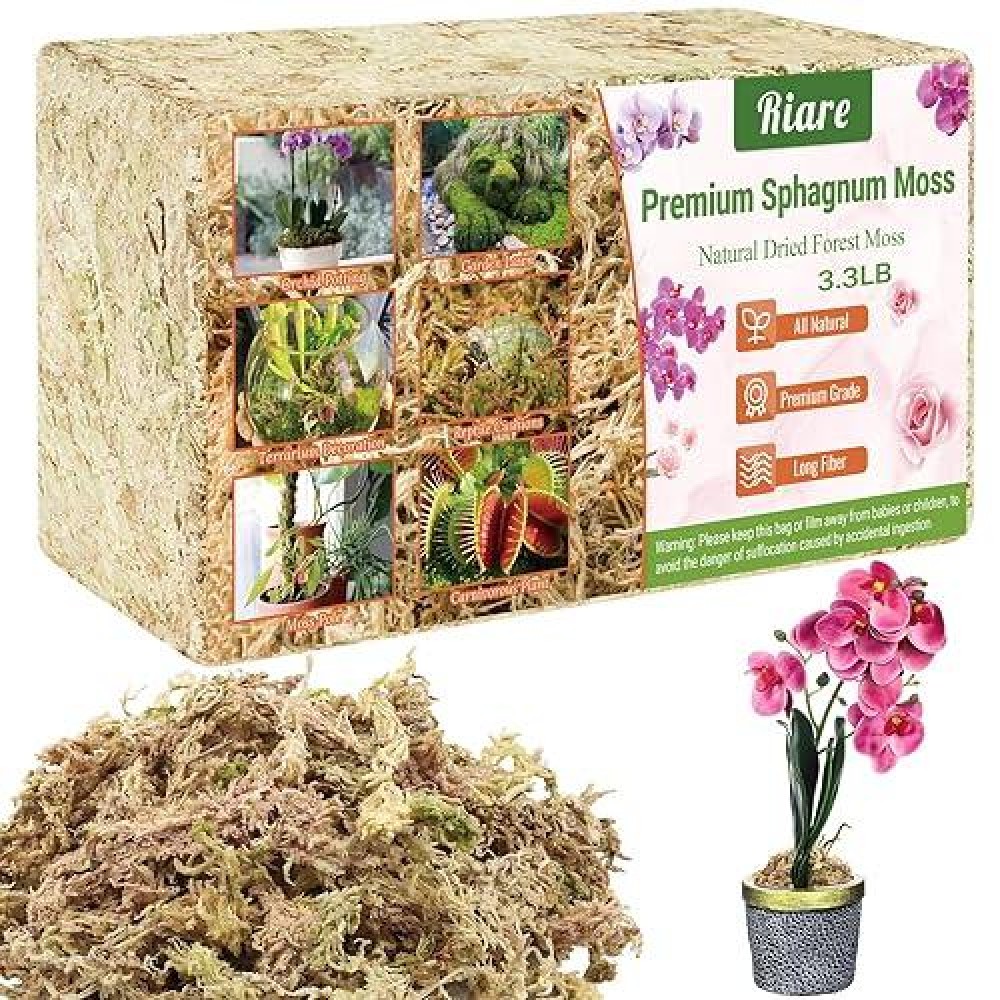 Riare 33 Lb Premium Sphagnum Moss For Plants 60Qt Natural Long Fibered Sphagnum Peat Moss Plants Moss Dried Carnivorous Plant